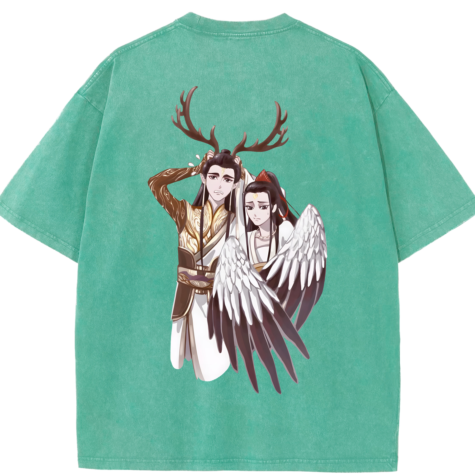 （画像用） Ne Zha 2 ナタ 魔童の大暴れ 綿100% ヴィンテージ風 半袖Tシャツ（背面プリント）